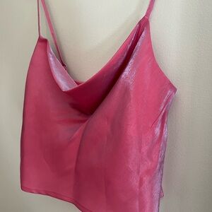 Pink Shimmer Flow Crop Cami with Adjustable Straps